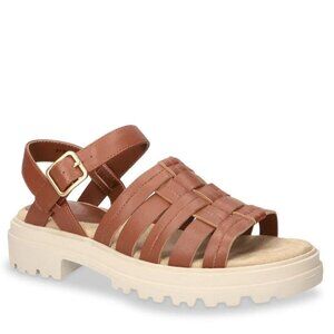 Bella Vita Loni Size 11WW Platform Sandals Leather Brown Adjustable Buckle Strap